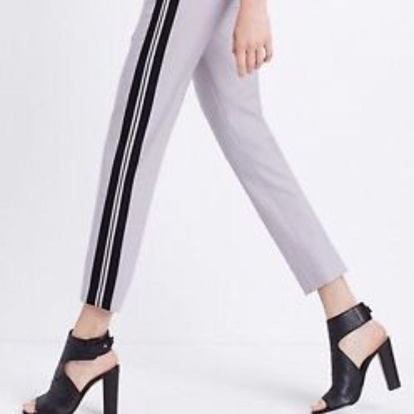 Vince Pants - Vince Gray Trouser with Black Tuxedo stripe size 8